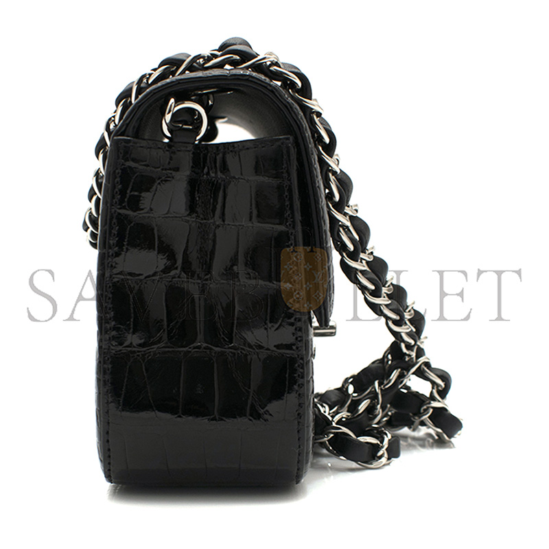 Ch**el MASTER SHINY ALLIGATOR MINI RECTANGULAR FLAP BLACK (20*12*6cm)